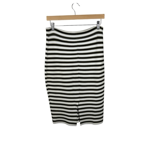 A.L.C. Marilyn Striped Knit Bodycon Knee-Length Skirt in Black/White/Yellow S - Picture 9 of 13